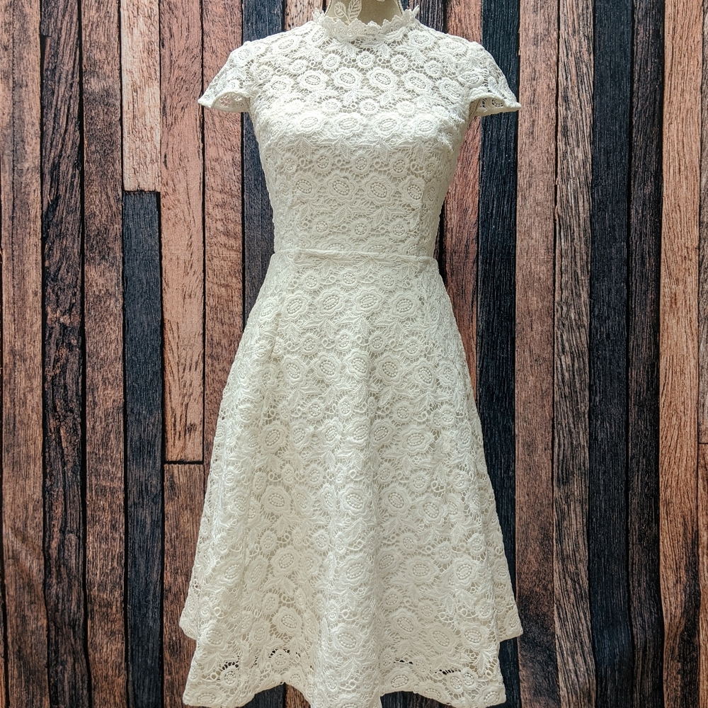 Happily Ever Laughter Lace A-Line Dress in White - Picture 4 of 8